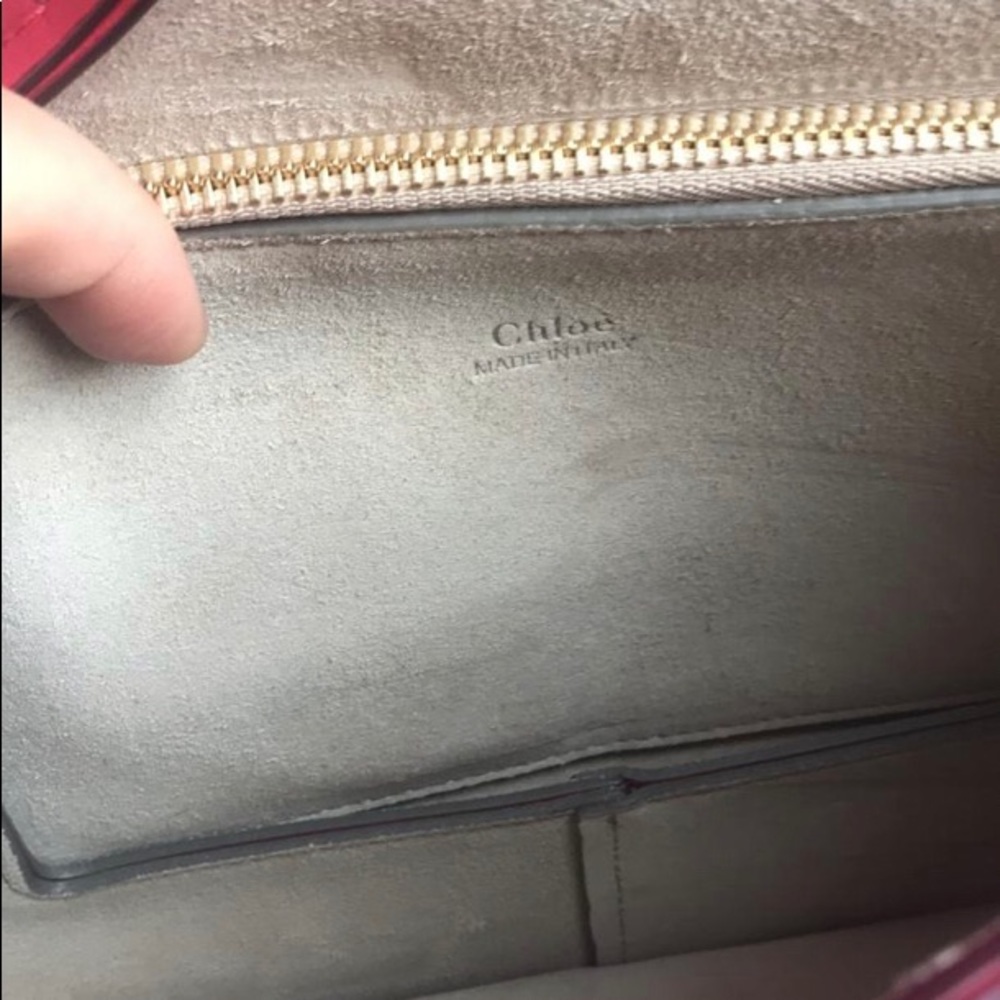 Chloe Medium Faye in Red Leather/Suede - Picture 5 of 9